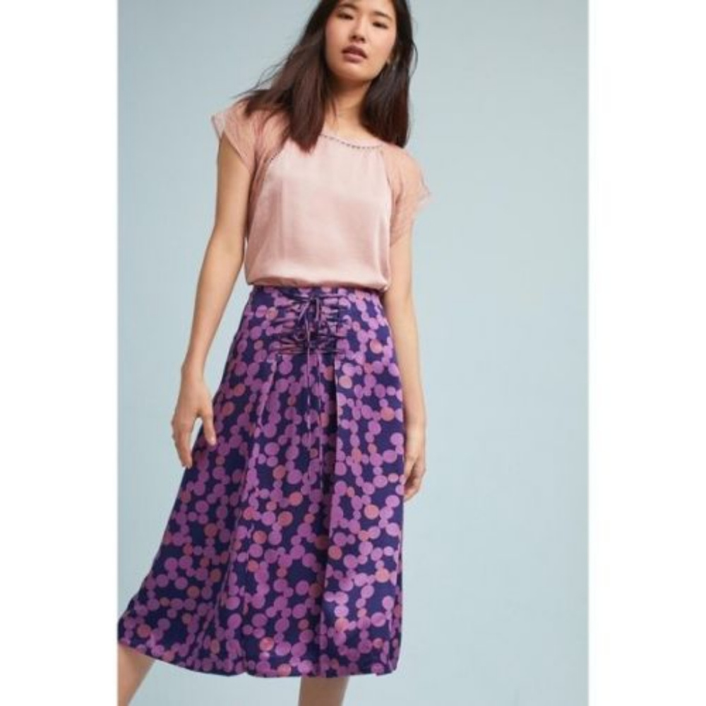 Anthropologie | Maeve Zadie Dot Lace-Up Skirt